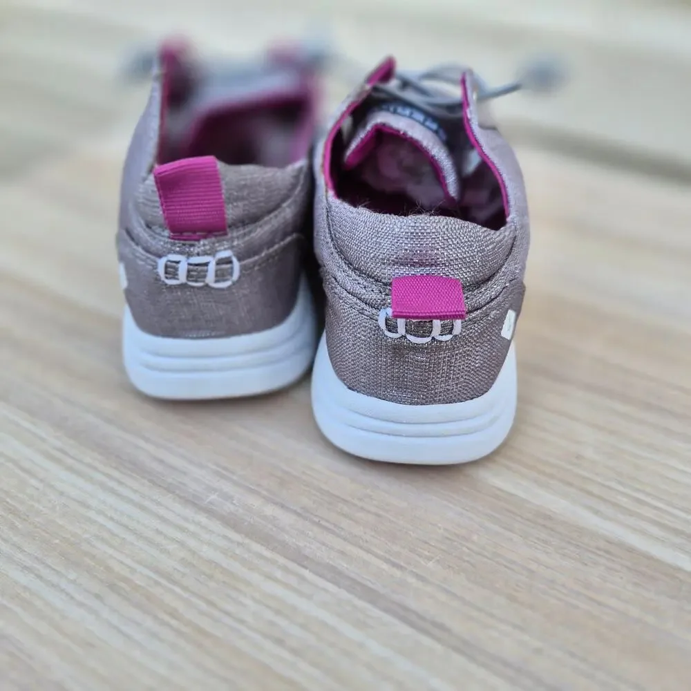 Sperry Kids‎ Baycoast Shimmer Linen Sneakers Grey Silver/Magenta - Sz Kids 2.5m
